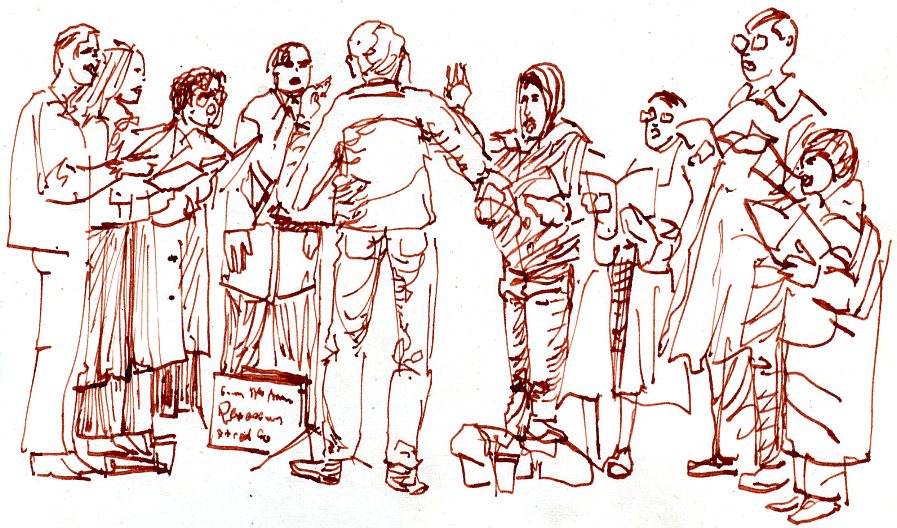 The Renaissance Street Singers - sketch by a passerby, Karl Sobel, Nov. 9, 1980